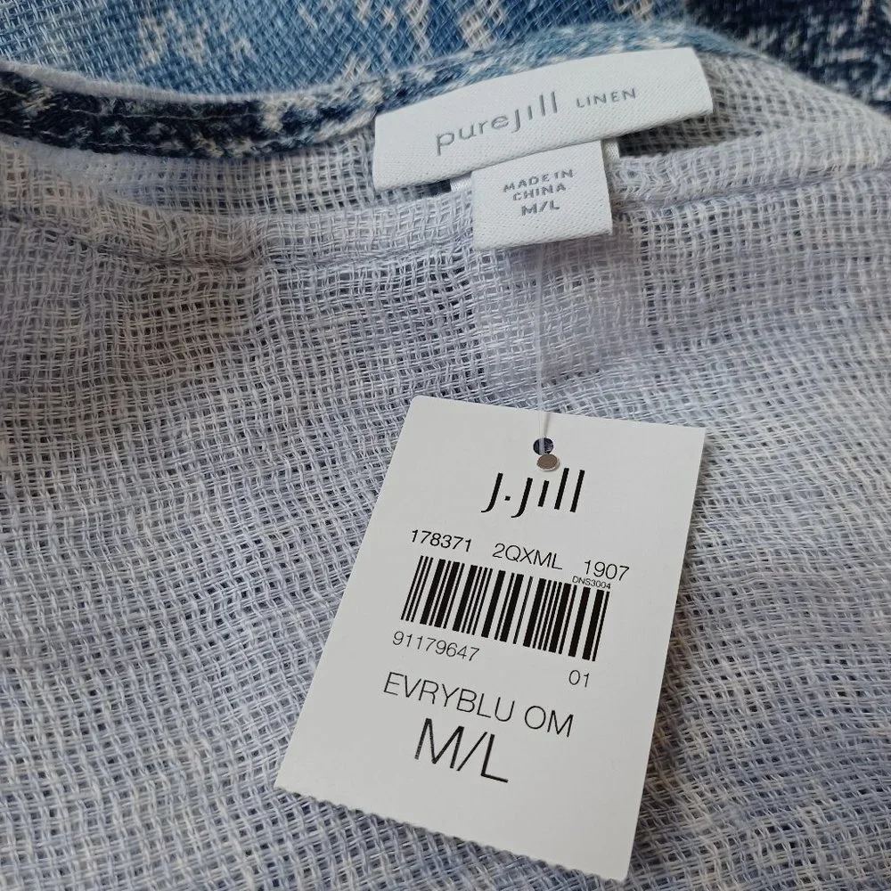 J Jill Pure Jill Ombre Linen Airy-Weave Poncho Size M/L NEW - Picture 5 of 14